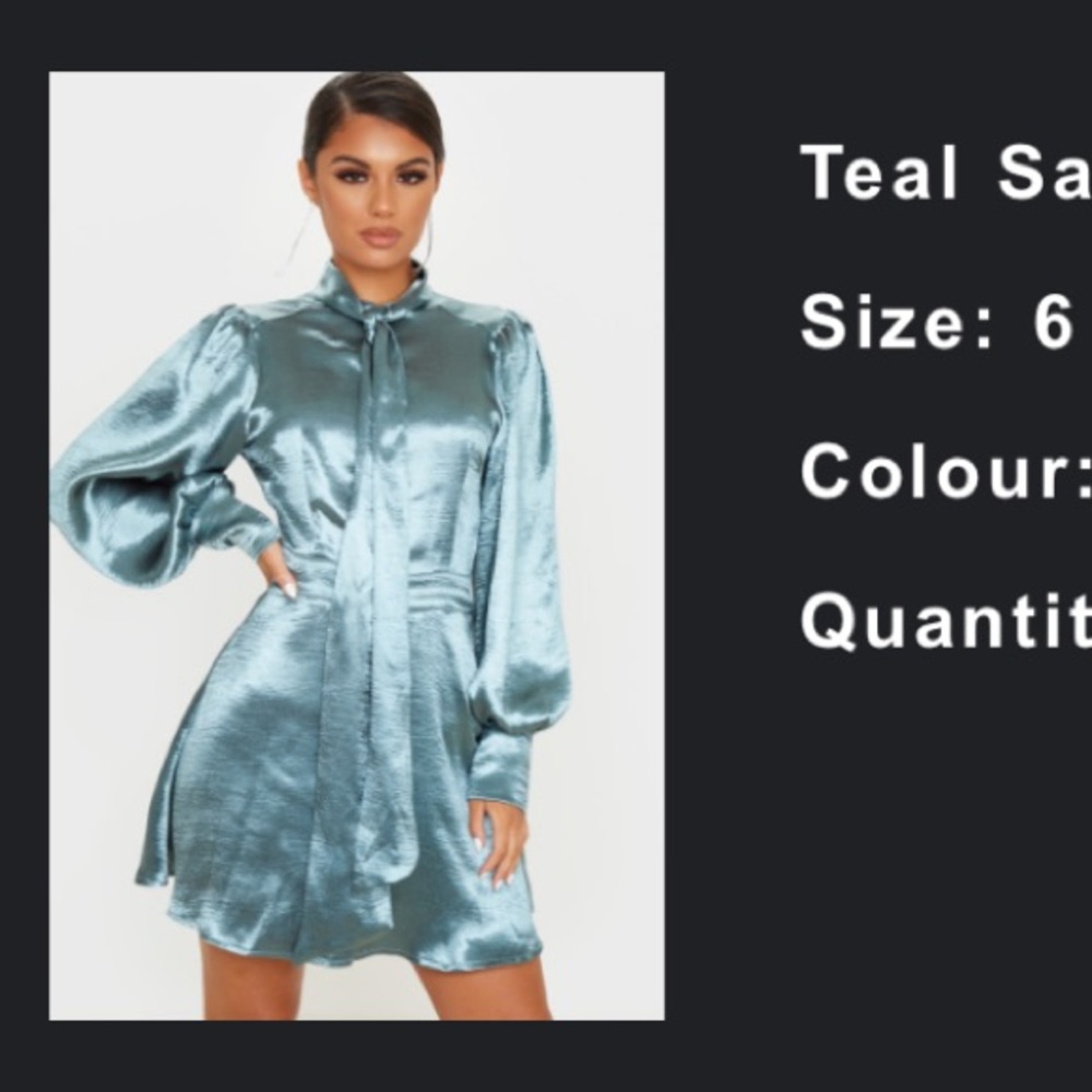 Teal satin dress